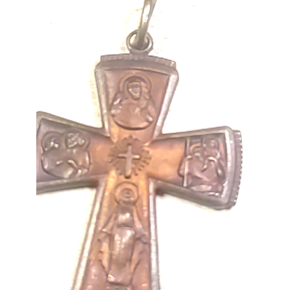 1830 Anique Copper/ Brass cross Catholic Saints Pendant - Picture 5 of 11